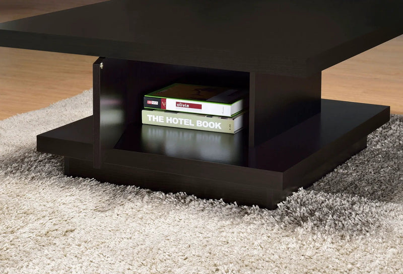 Reston Square Engineered Wood Coffee Table with Casters Cappuccino by Unique Piece Furniture