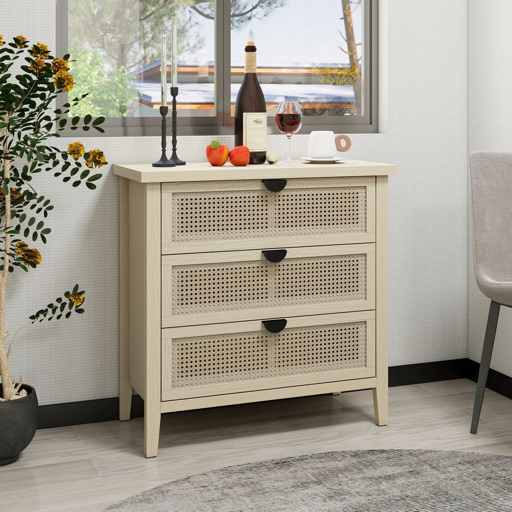 3 Drawer Cabinet, Suitable For Bedroom - Natural by HouseOfZazla