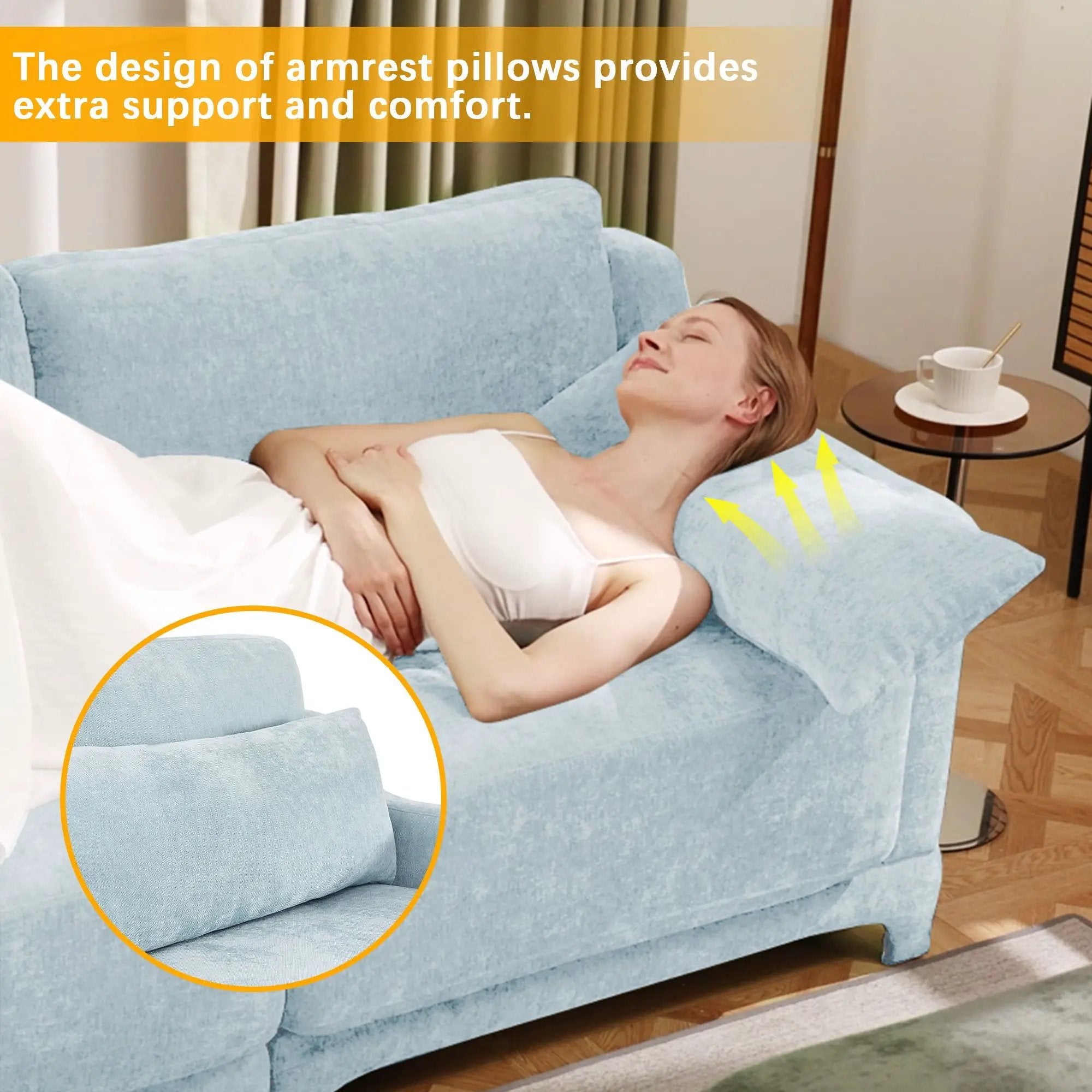 Stylish Sofa With Ottoman And Lumbar Pillows, Ergonomic Design by HouseOfZazla