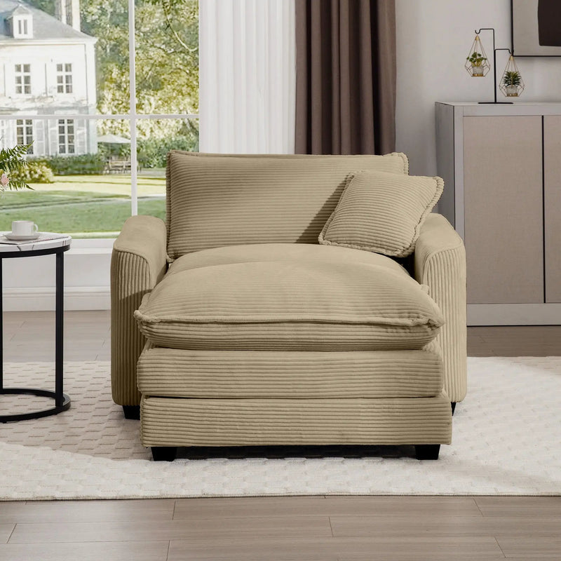 Classic Modern Comfortable Single Chair Deep Seat Sofa With Footstool by Unique Piece Furniture