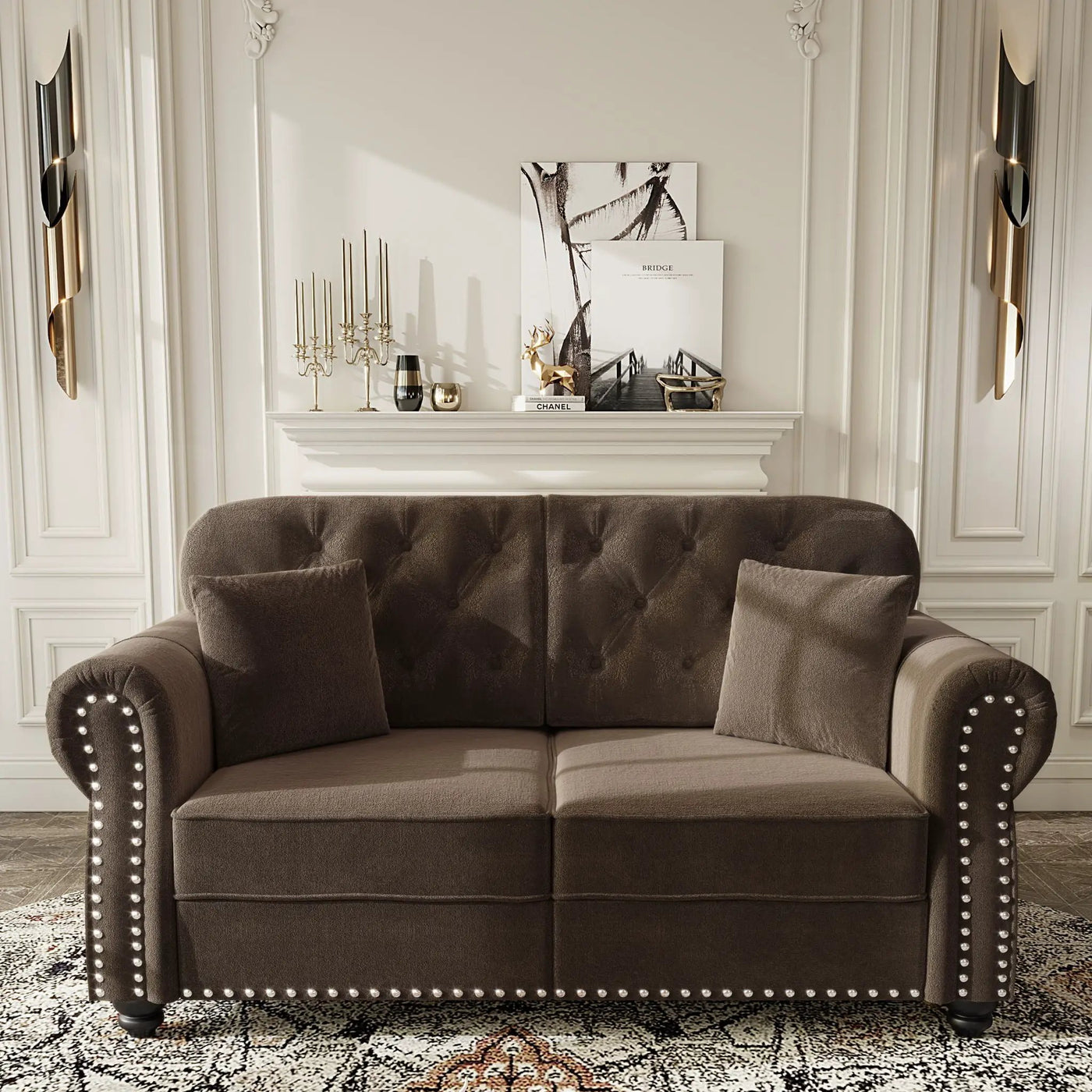 Upholstered Chesterfield Sofa With Nailhead Trim And Rolled Armrests by HouseOfZazla