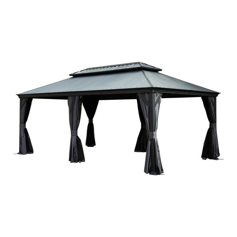 12'x20' Hardtop Gazebo with Resin Roof, Curtains, and Mosquito Netting by HouseOfZazla