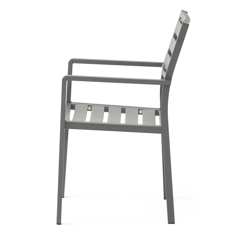 Outdoor Modern Aluminum Dining Chair (Set of 2), Gun Metal Gray by HouseOfZazla