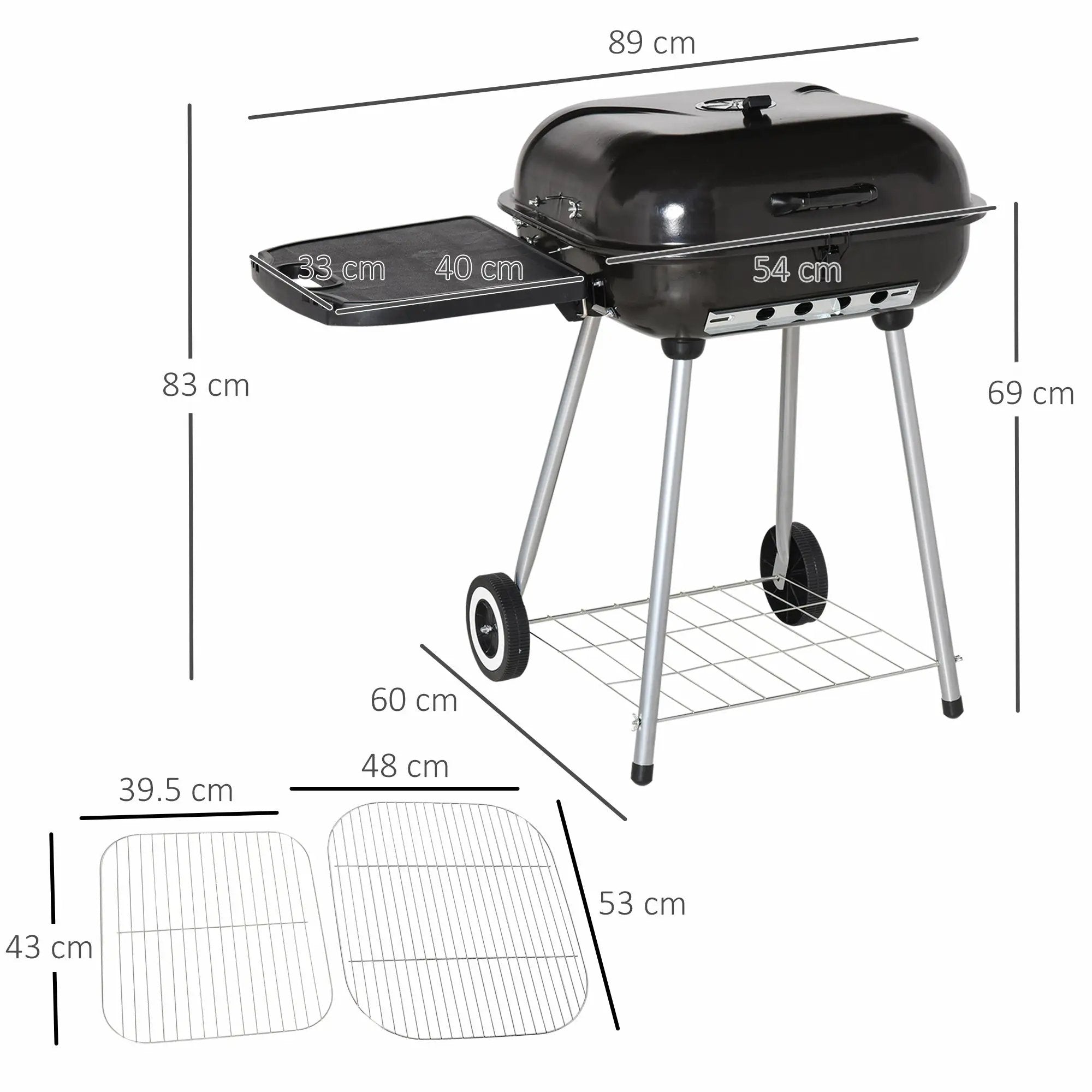 Outsunny 21' Portable Charcoal Grill with Wheels and Bottom Shelf by HouseOfZazla