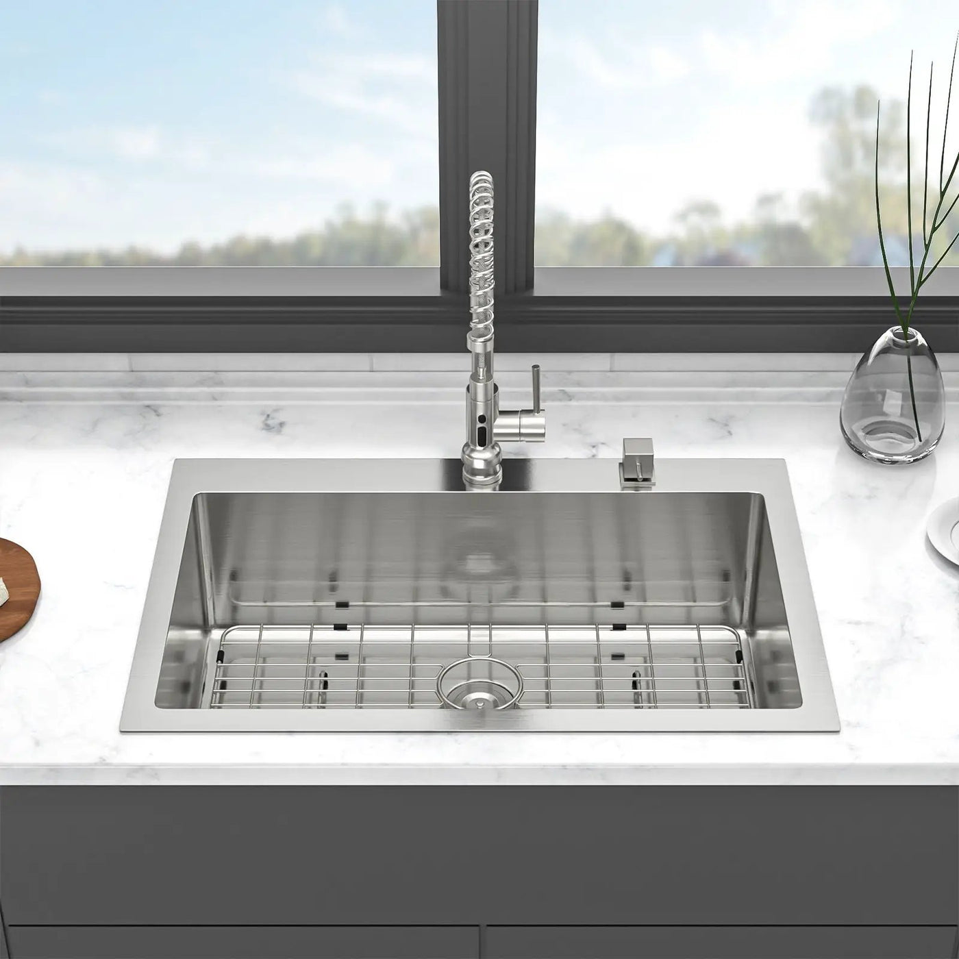 Kitchen Sink Drop In, Stainless Steel Single Bowl, Topmount by HouseOfZazla
