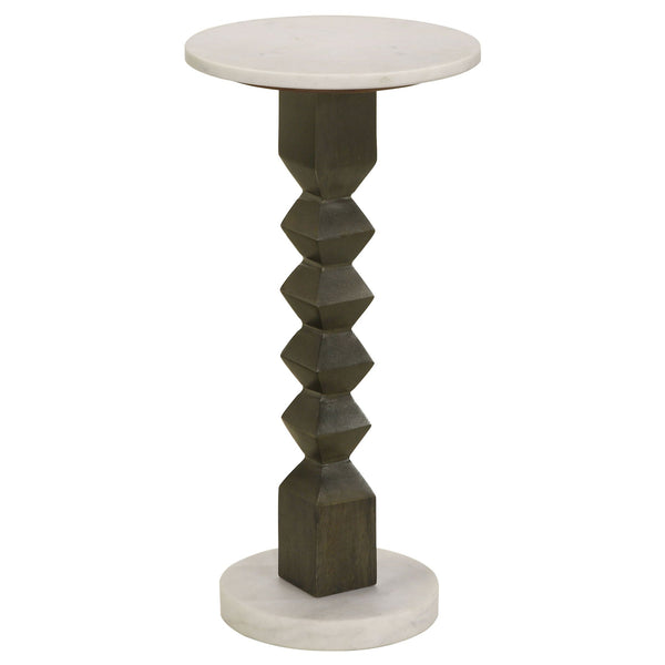 Selena - Round Side Table - White / Gray