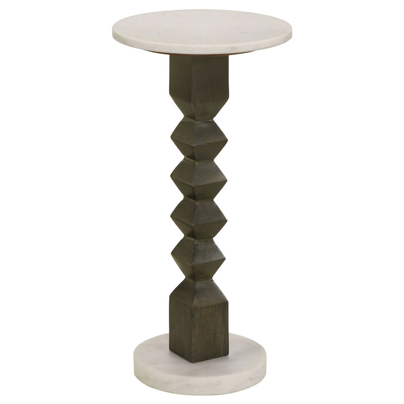 Selena - Round Side Table - White / Gray