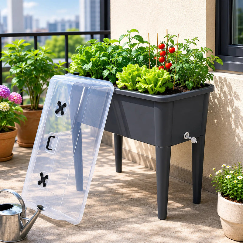 Raised Garden Bed with Ventilated Transparent Greenhouse Lid by HouseOfZazla