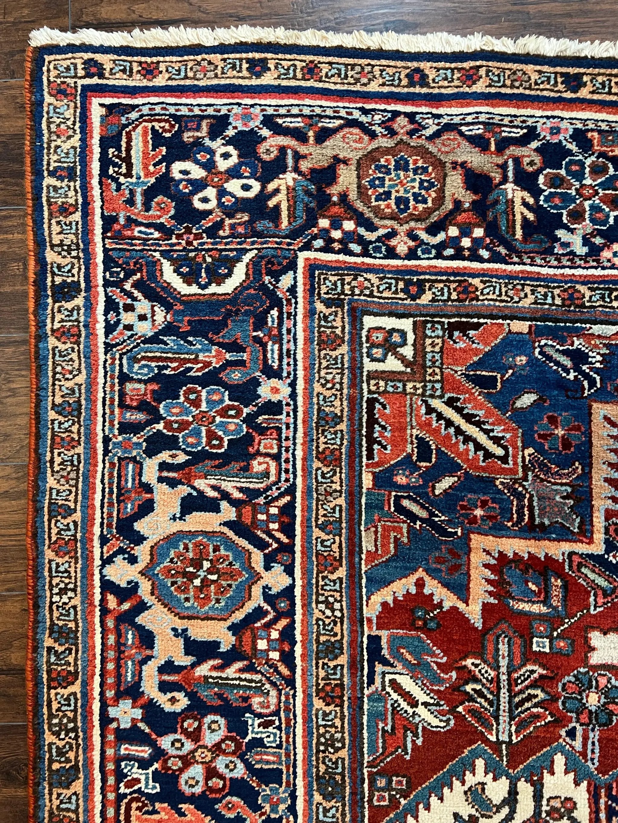 Antique Persian Heriz Rug – 11x16 Palace Size, Geometric Medallion, 1920s by Jewel Rugs