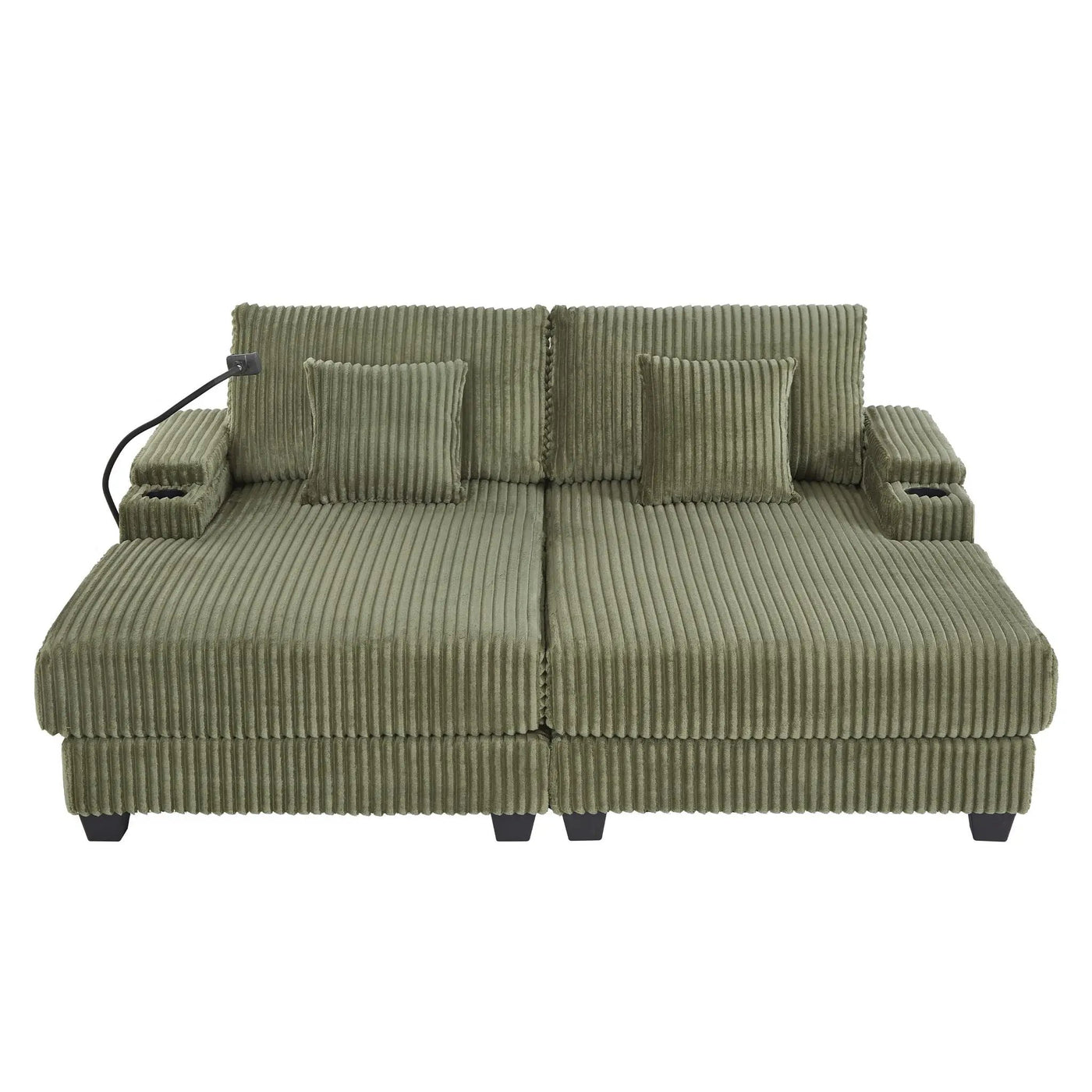 Modern Chaise Sofa With Adjustable Backrest, Cup Holders, Phone Holder & Storage Compartments For Living Room by Unique Piece Furniture