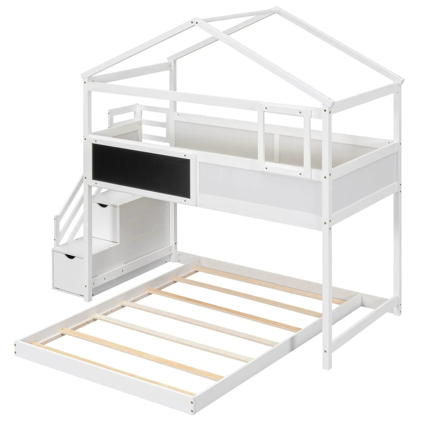 House Style Bunk Bed With Storage Staircase And board by HouseOfZazla