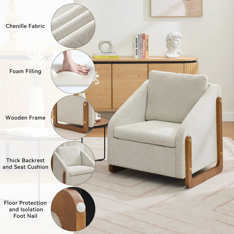 Modern Upholstered Armchair With Wooden Side Frame by Unique Piece Furniture