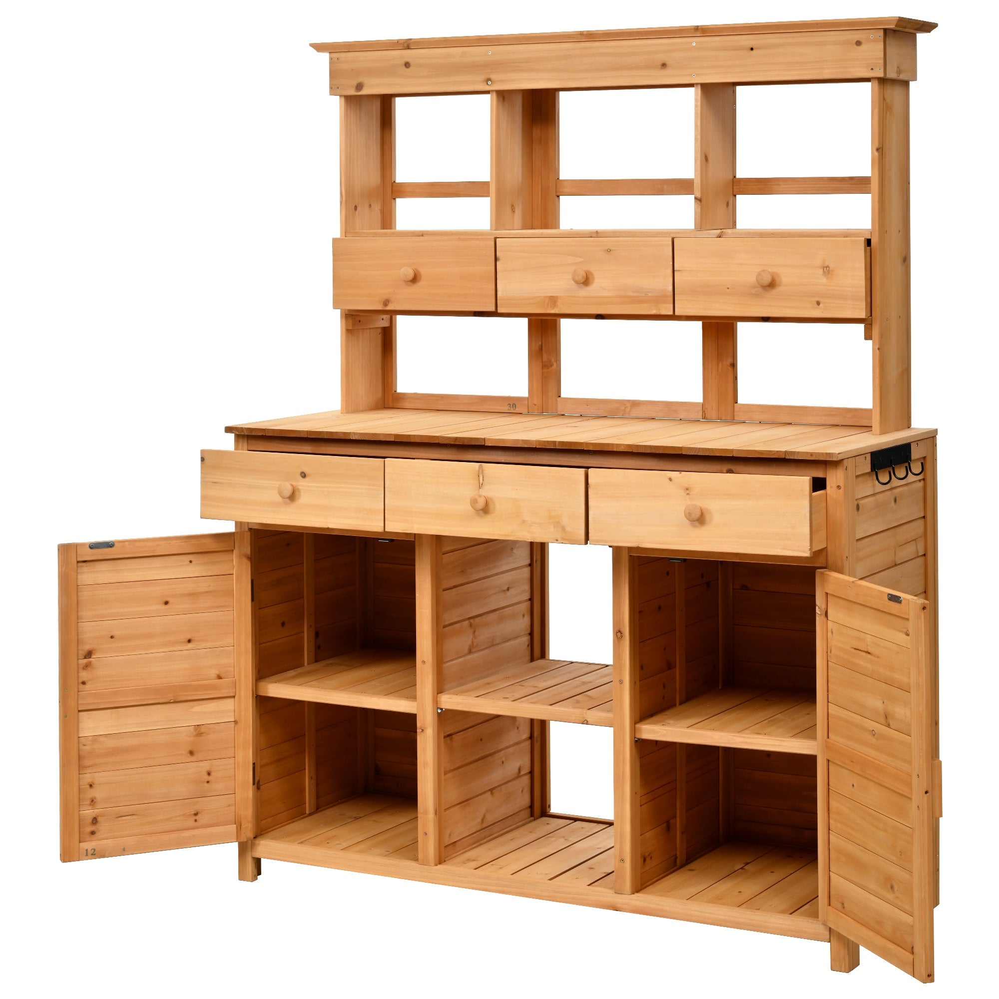 TOPMAX 65.7'' Tall Garden Potting Bench Table with Hutch by HouseOfZazla
