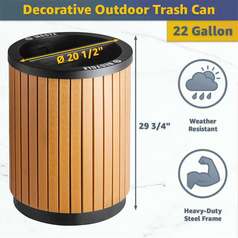22-Gallon Heavy-Duty Commercial Outdoor Round Two-Stream Trash Can (SAK59821) by SAKSBY WHOLESALE