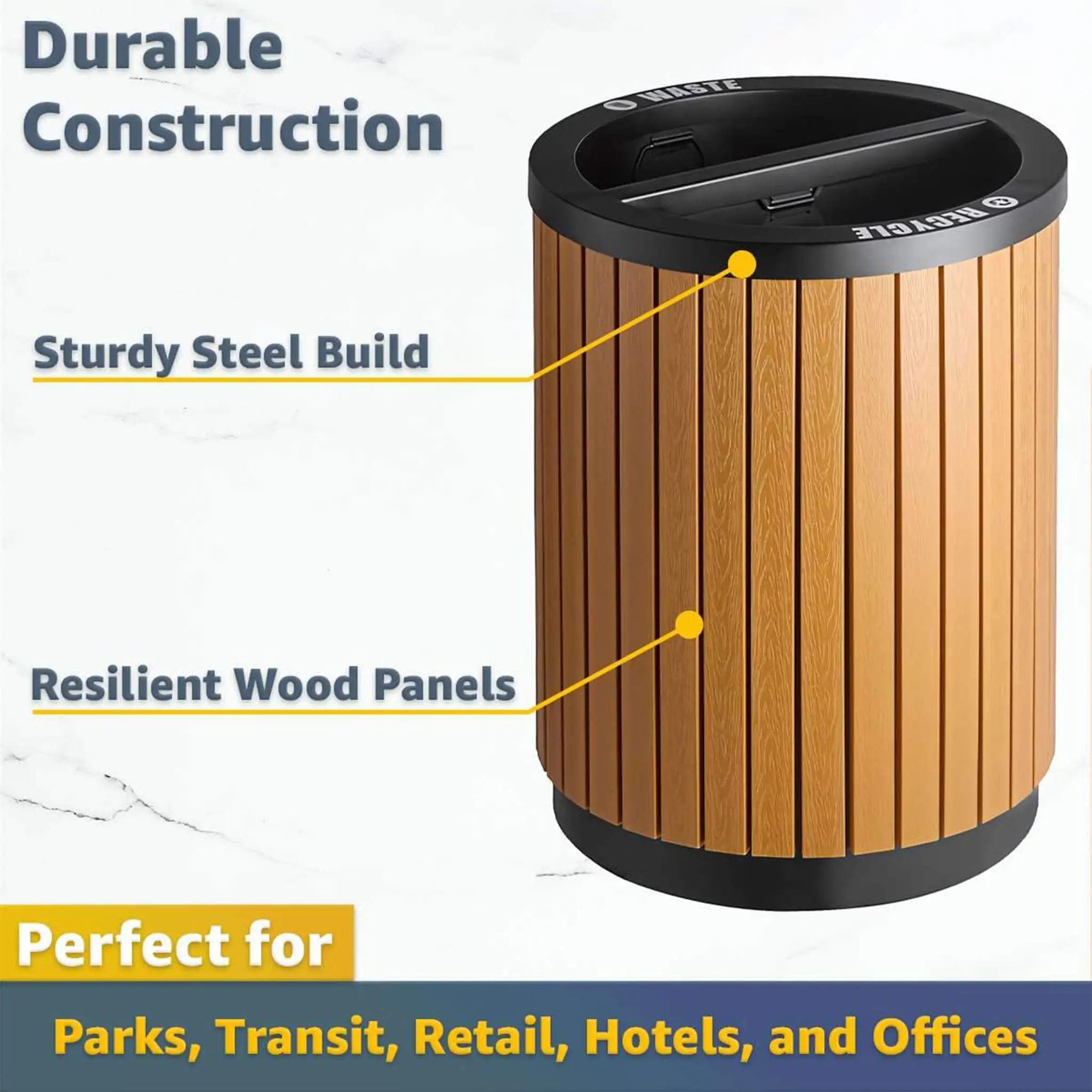 22-Gallon Heavy-Duty Commercial Outdoor Round Two-Stream Trash Can (SAK59821) by SAKSBY WHOLESALE