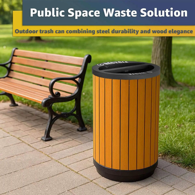 22-Gallon Heavy-Duty Commercial Outdoor Round Two-Stream Trash Can (SAK59821) by SAKSBY WHOLESALE