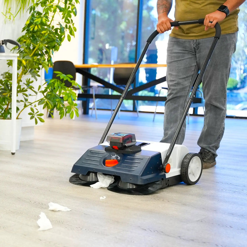 22" Battery Powered Push Sweeper With Double Brush System 18V Lithium-Ion by Tomahawk Power