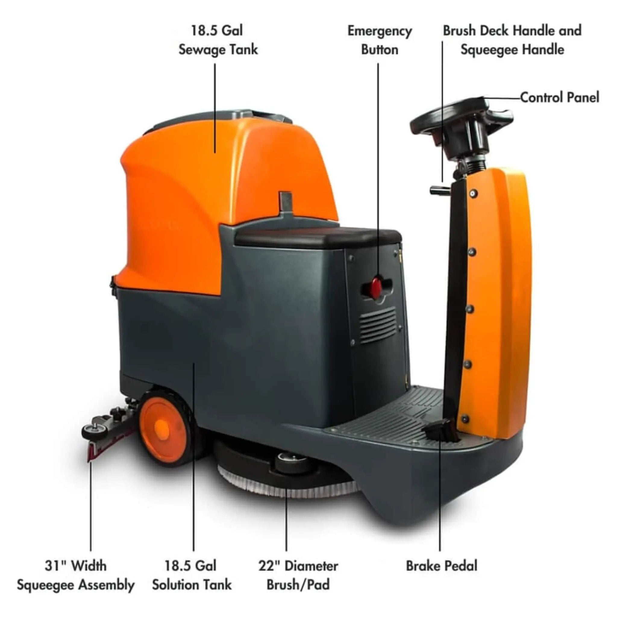 22-Inch Heavy-Duty Electric Industrial Ride-On Floor Scrubber With Dual Tanks (SAK40597) by SAKSBY WHOLESALE