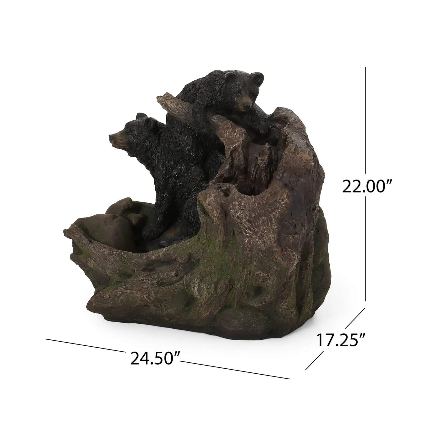 22-Inch Weather-Resistant Outdoor Bears On A Log Floor Fountain With LED Lights (SAK77651) by SAKSBY WHOLESALE