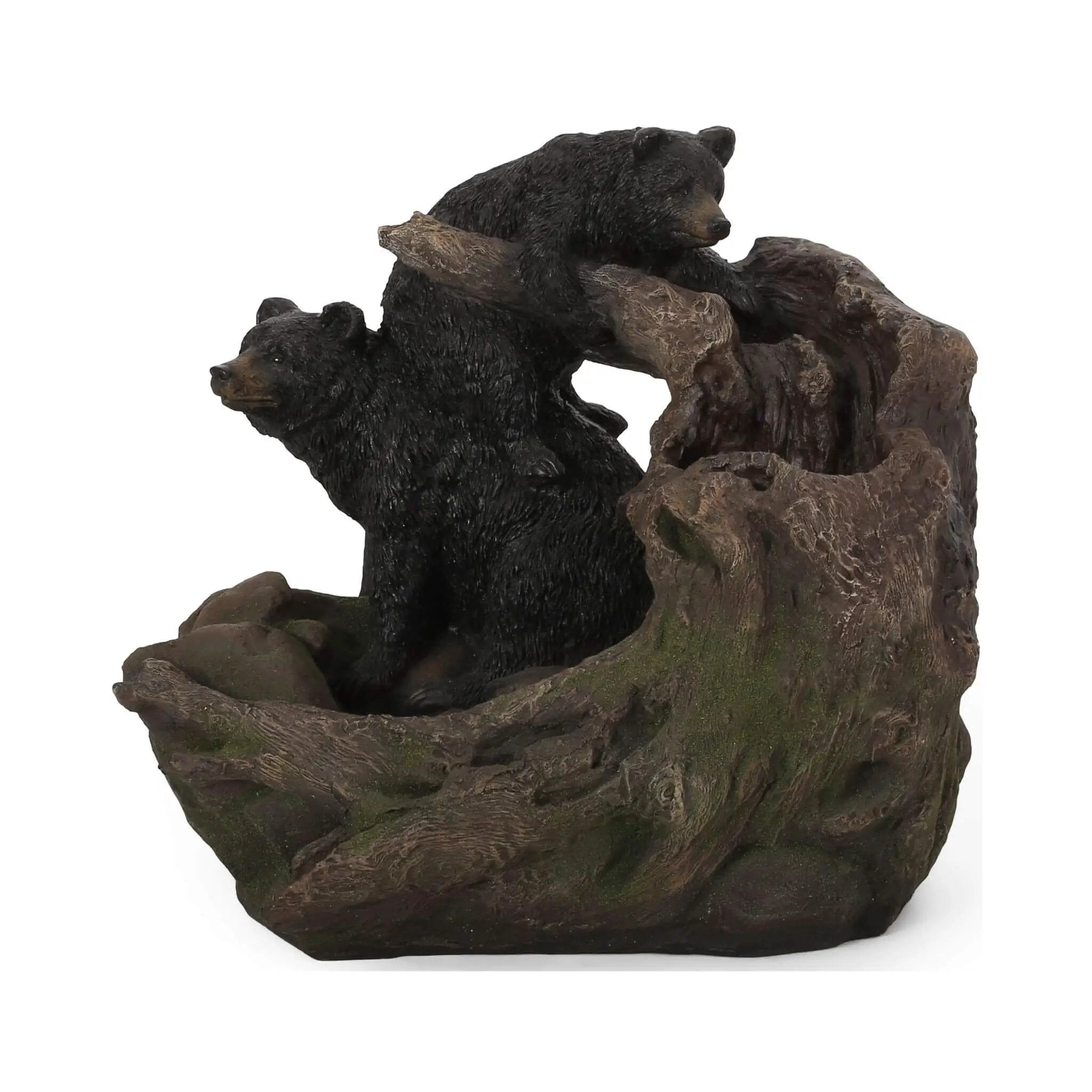 [CLEARANCE] Alora 22-Inch Weather-Resistant Outdoor Bears On A Log Floor Fountain With LED Lights (SAK77651) by SAKSBY WHOLESALE