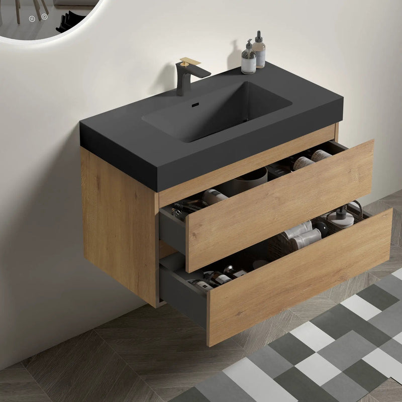 Alice Natural Oak Bathroom Vanity With Sink by HouseOfZazla