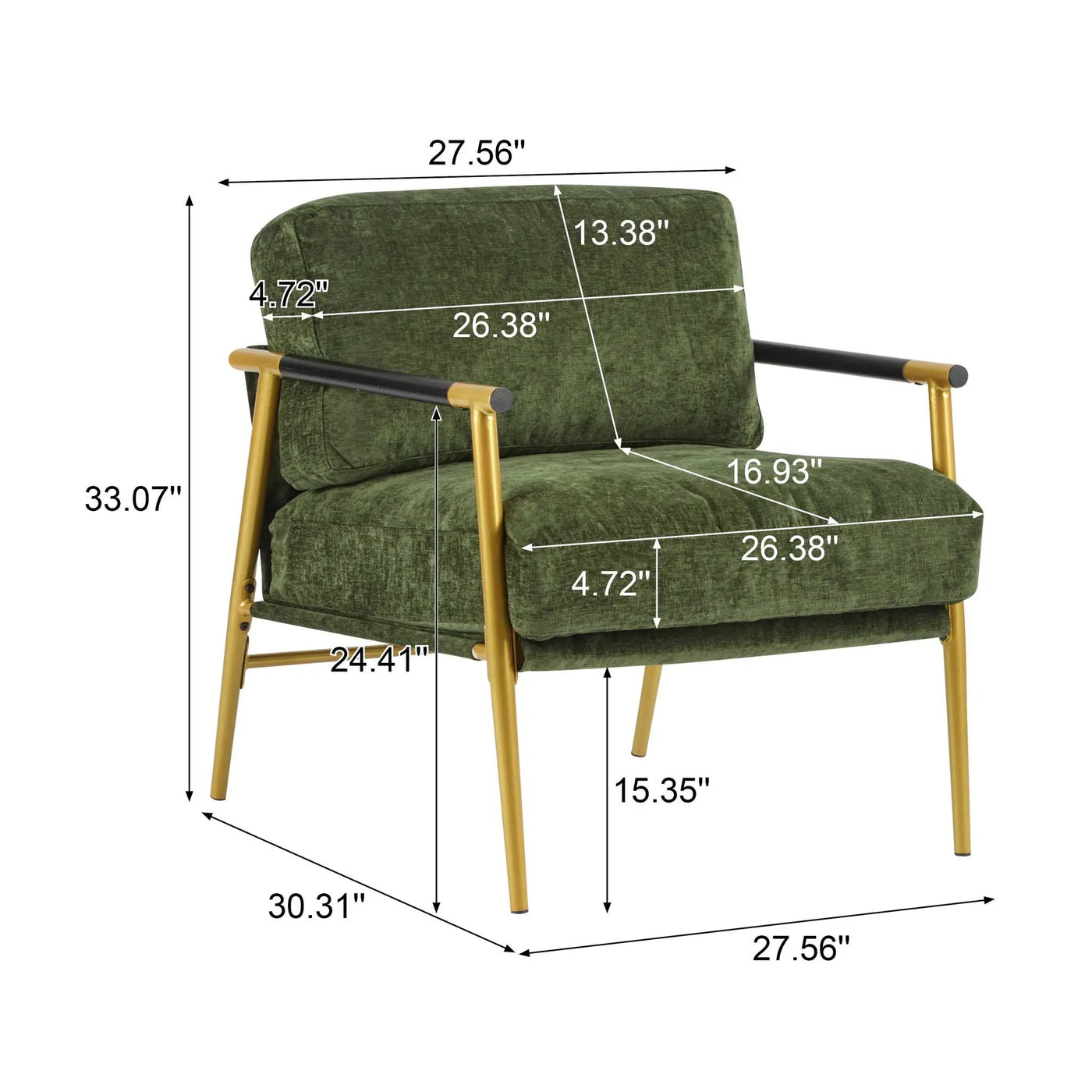 Modern Accent Chair With Plush Cushions and Wooden Armrests by HouseOfZazla