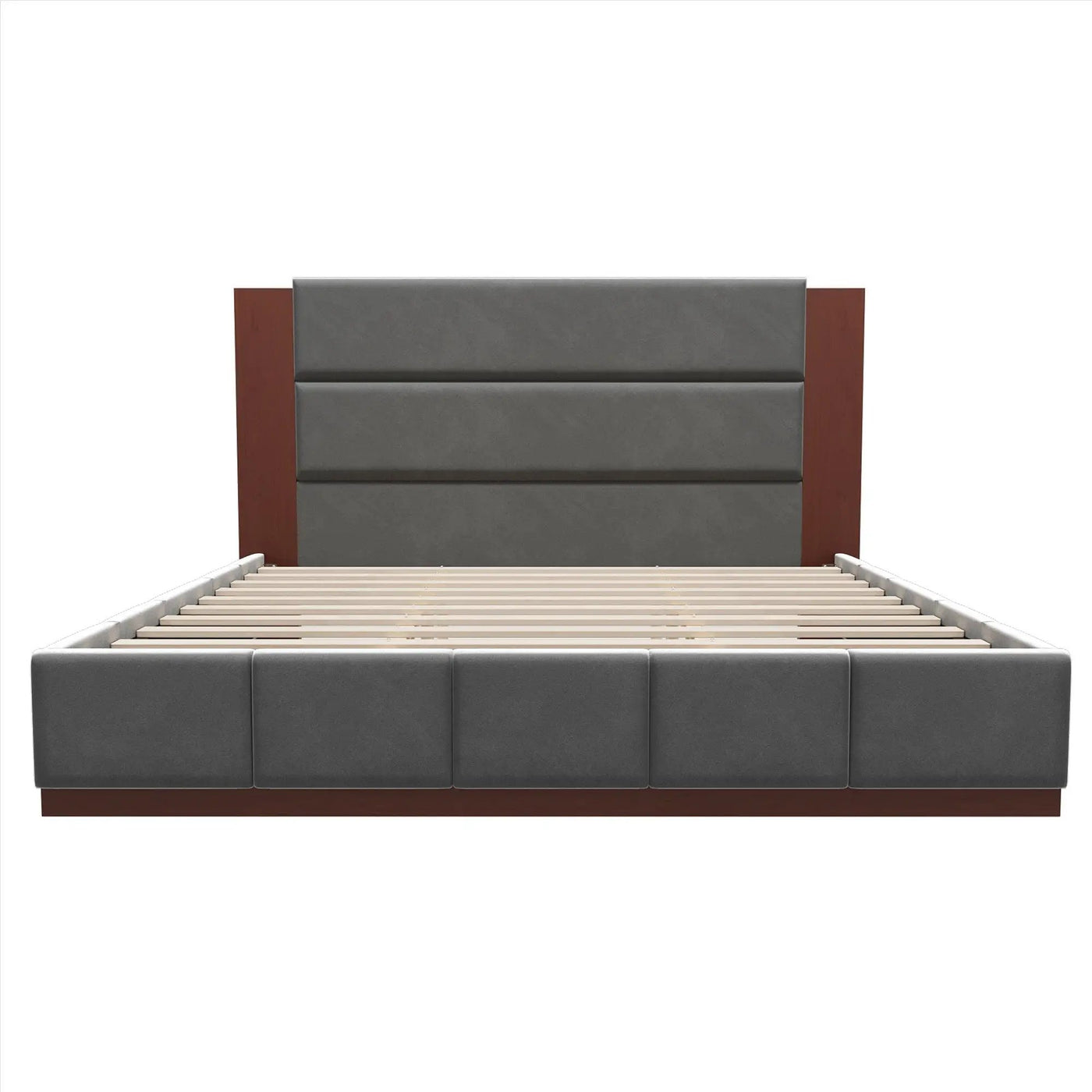Modern Upholstered Platform Bed With Extended Headboard by HouseOfZazla