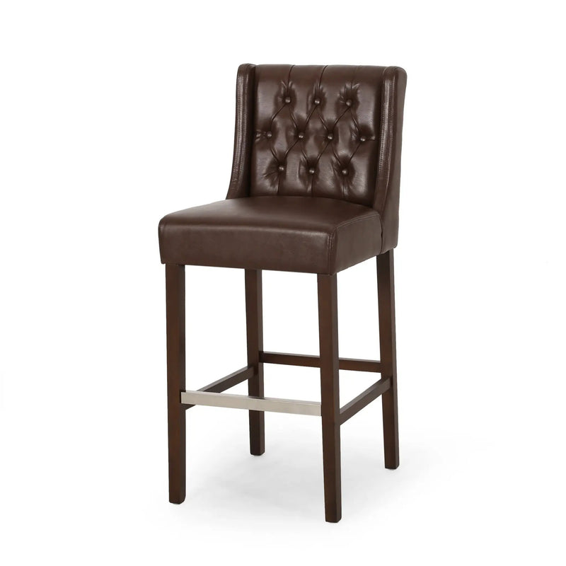 30.5 Inch Seat Height Bar Stool with PU Upholstery and Metal Footrest by HouseOfZazla