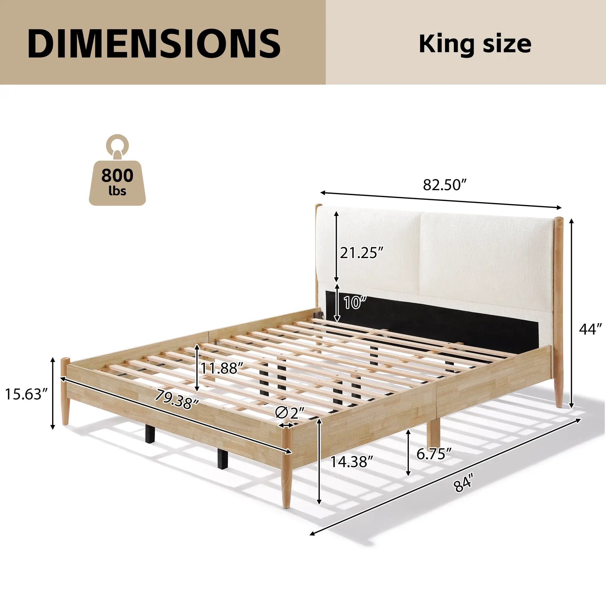 King Natural Wood Bed Frame by HouseOfZazla
