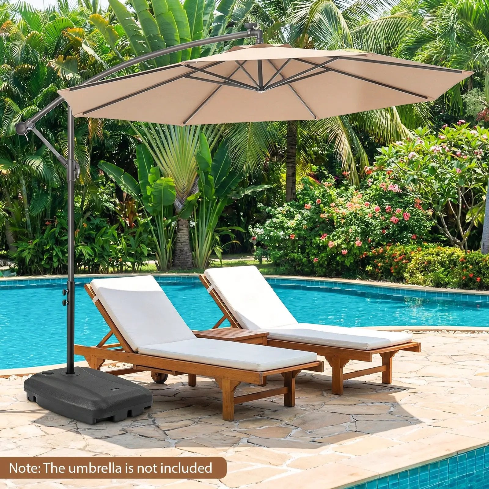 220 LBS Cantilever Patio Umbrella Base Stand with Wheels Fillable offset Umbrella Stand-Black by DirectDeals