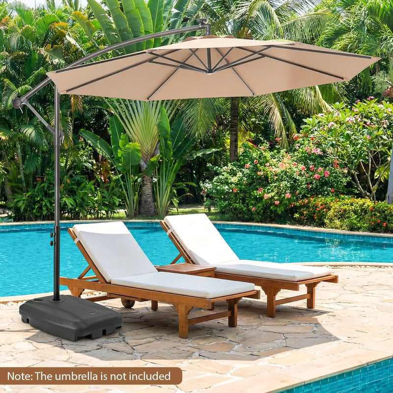 220 LBS Cantilever Patio Umbrella Base Stand with Wheels Fillable offset Umbrella Stand-Black by DirectDeals