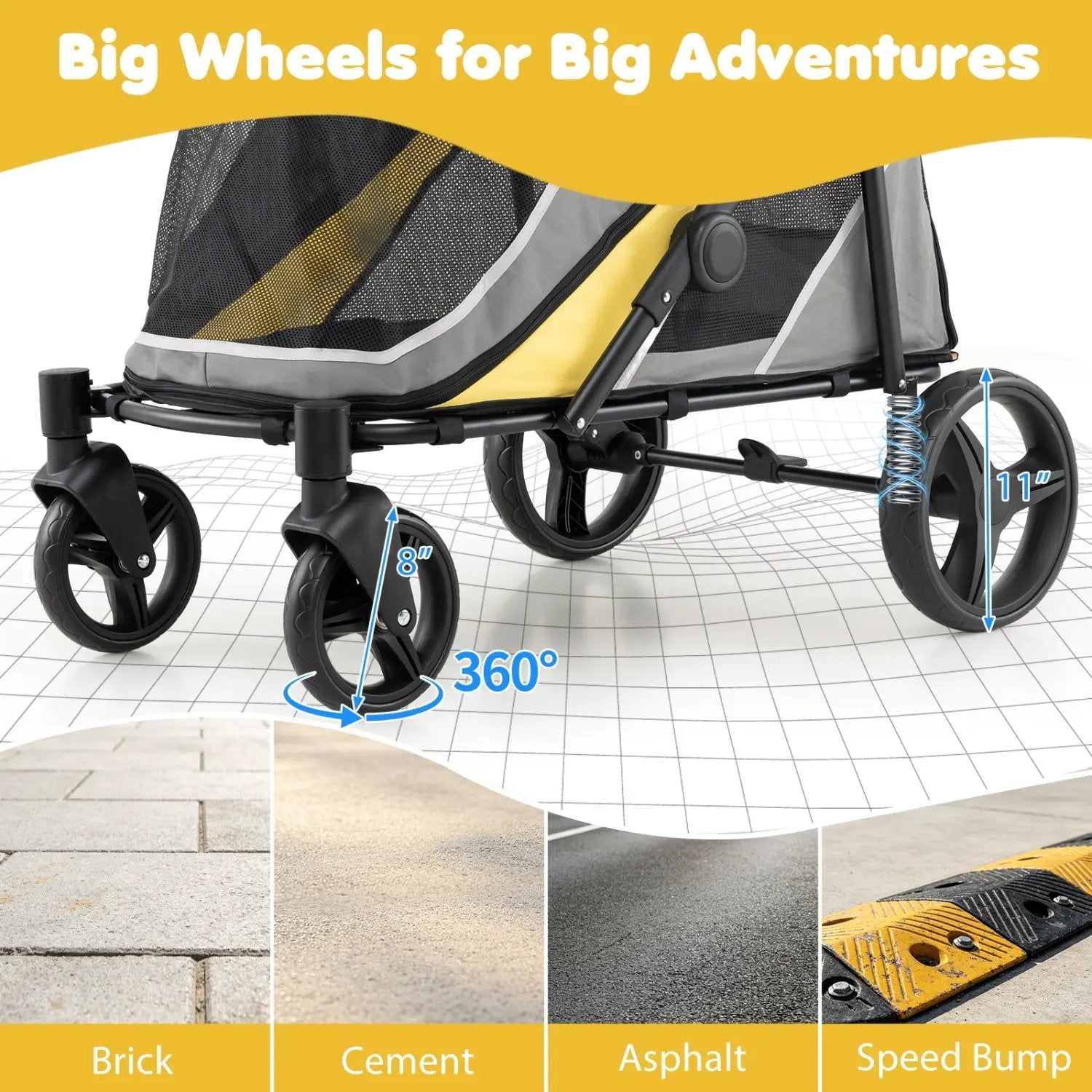 Heavy Duty Dog Stroller for Large Dogs - 220 LBS Capacity by DirectDeals