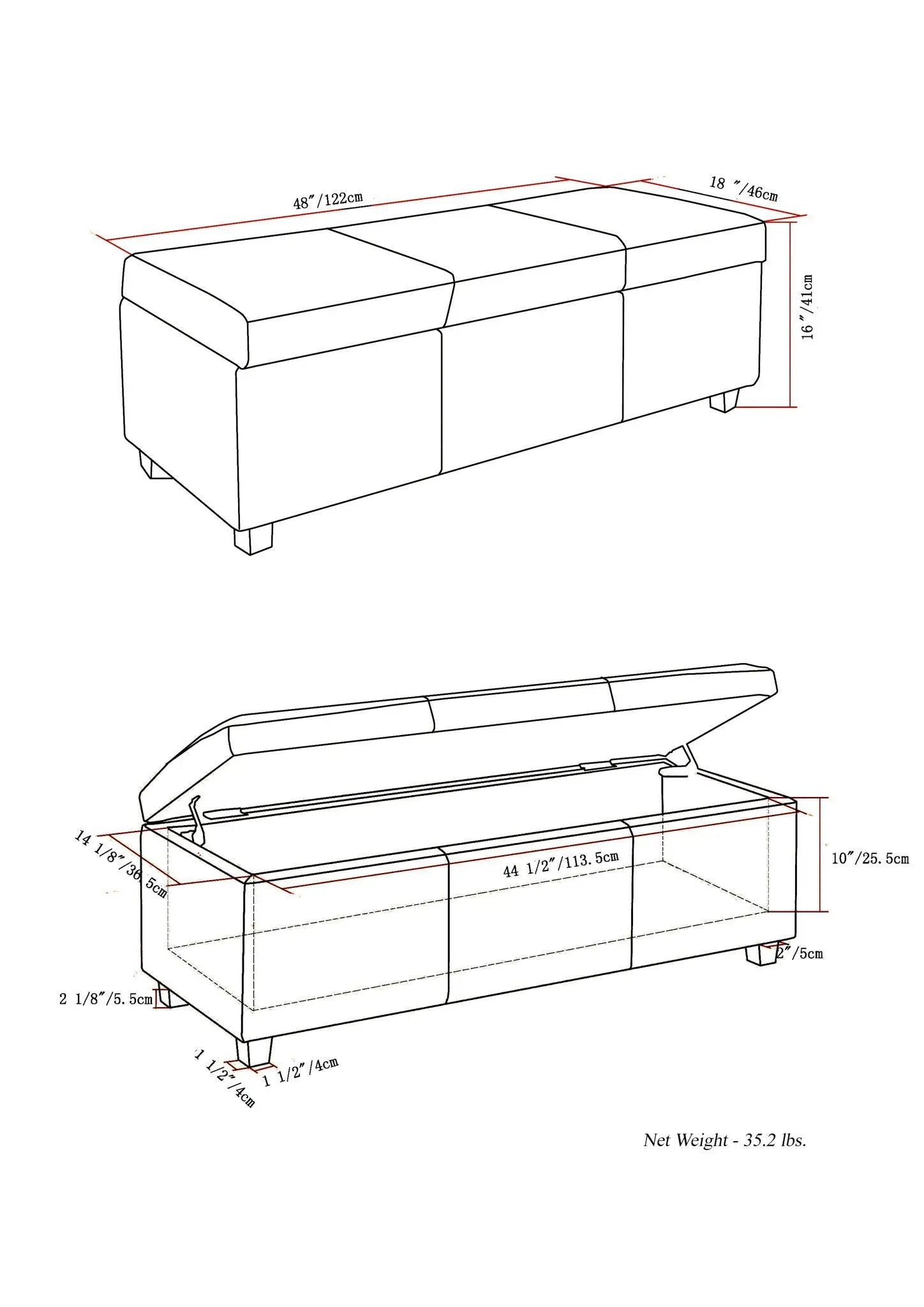 Avalon - Contemporary Storage Ottoman Bench by HouseOfZazla