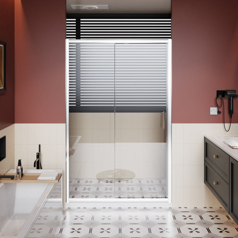 Single Sliding Shower Door With Handle - Chrome by HouseOfZazla