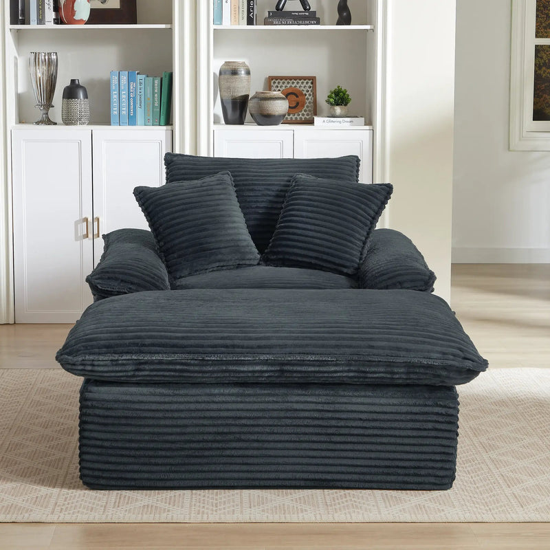 51.97 Inch Comfortable Single Seat Sofa with Unique Footrest Design by HouseOfZazla