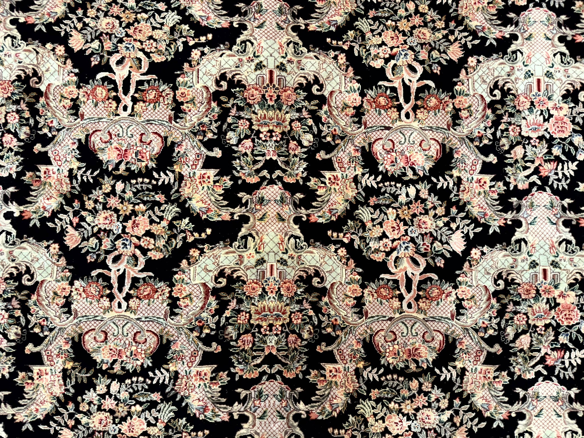 Sino Persian Rug 9x12, Black, Floral Bouquets by Jewel Rugs