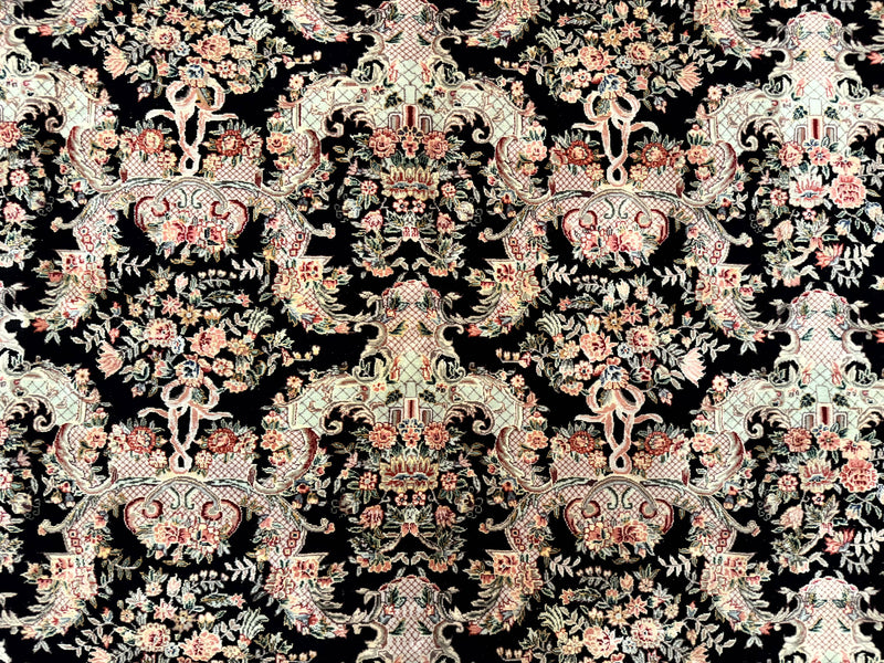Sino Persian Rug 9x12, Black, Floral Bouquets by Jewel Rugs