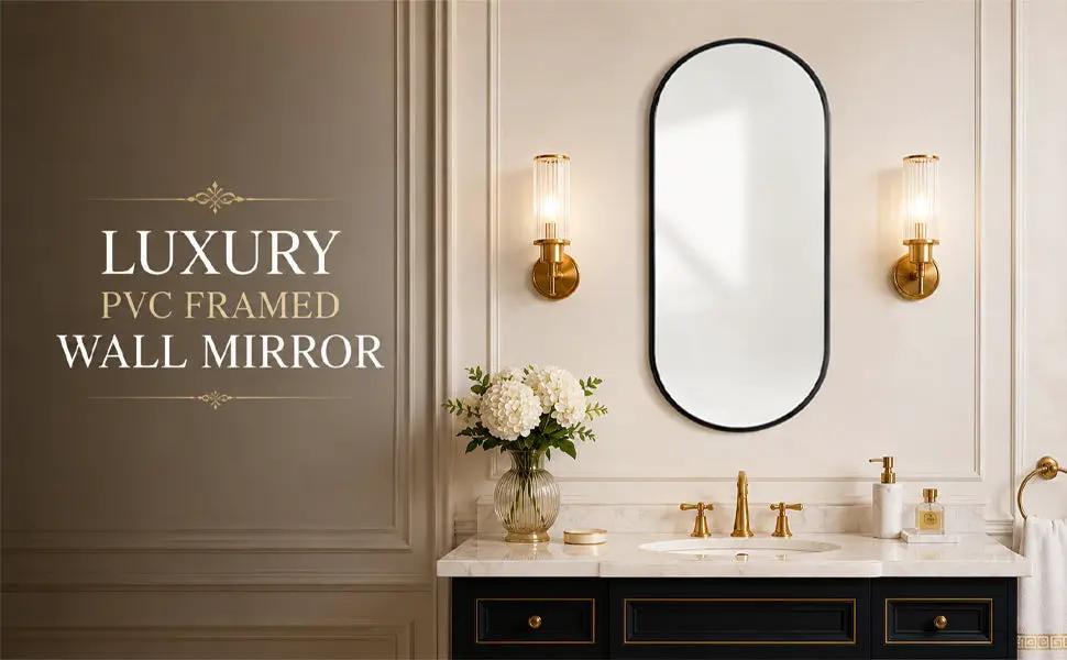 Black PVC Frame Mirror 18X40 Inch by HouseOfZazla