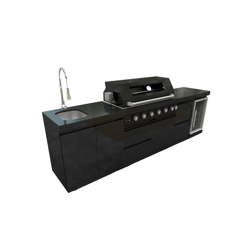 115" 6-Burner 85,000 Black Outdoor Kitchen Island Grill Rotisserie kit by Chery Industrial