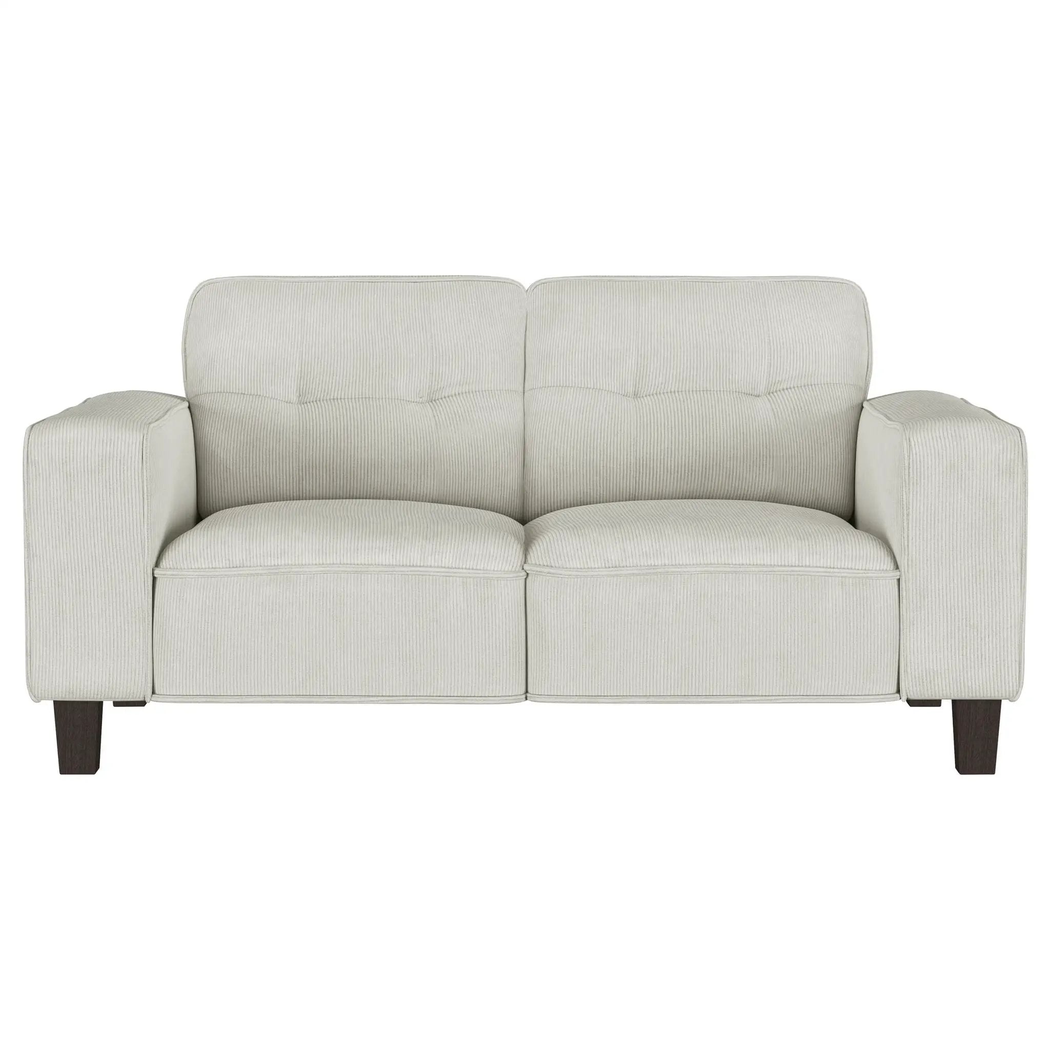 Deerhurst Upholstered Track Arm Tufted Loveseat Greige by Unique Piece Furniture