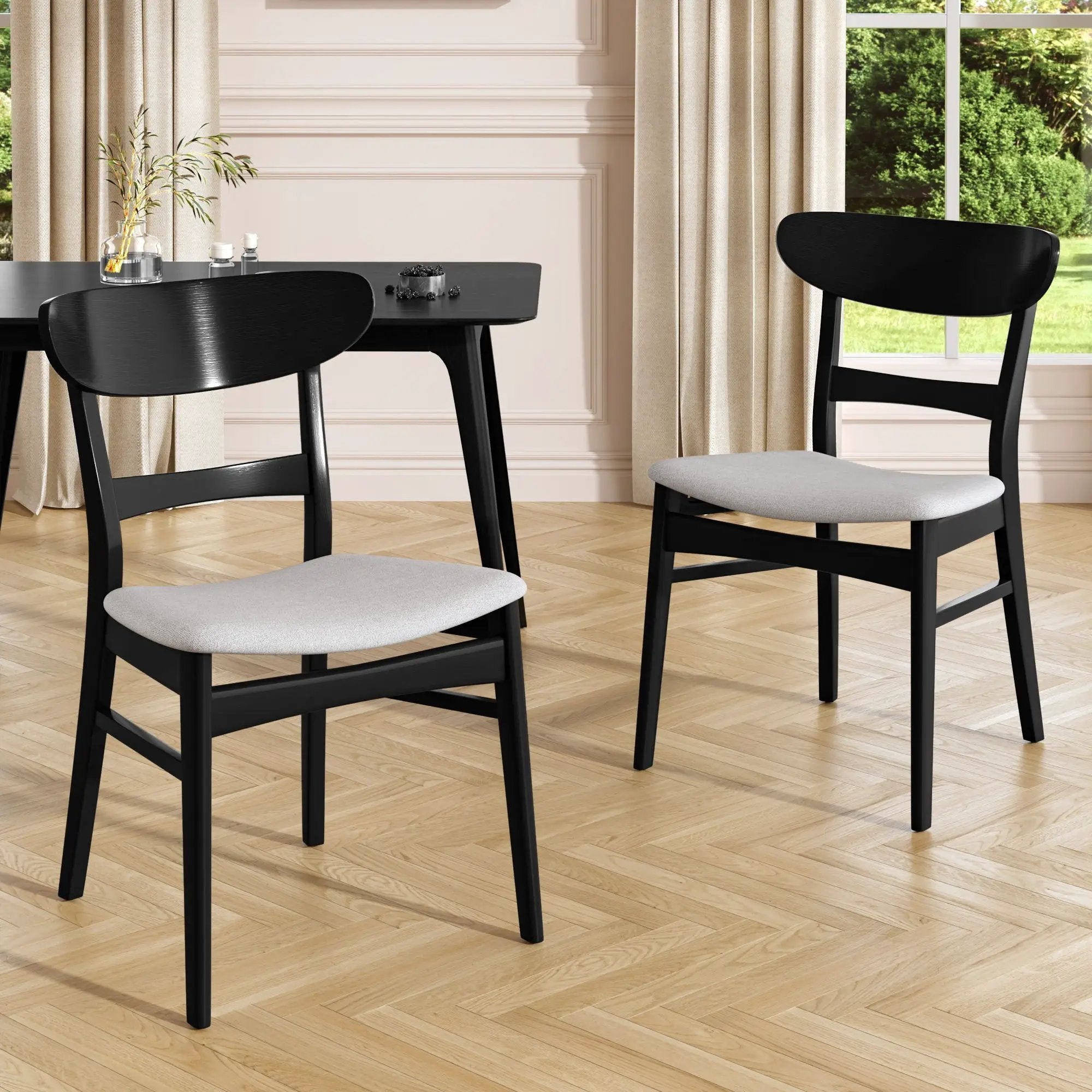Mid Century Dining Chairs With Cushioned Seats And Wood Frame (Set of 2) by HouseOfZazla
