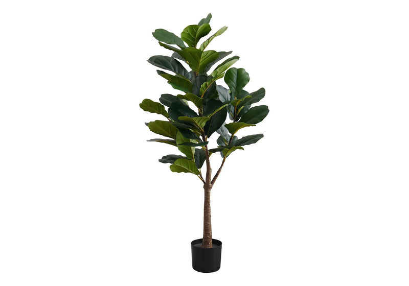 47" Tall, Artificial Plant, Fiddle Tree, Indoor, Fake, Floor, Greenery, Potted, Real Touch, Decorative - Green / Black by Unique Piece Furniture