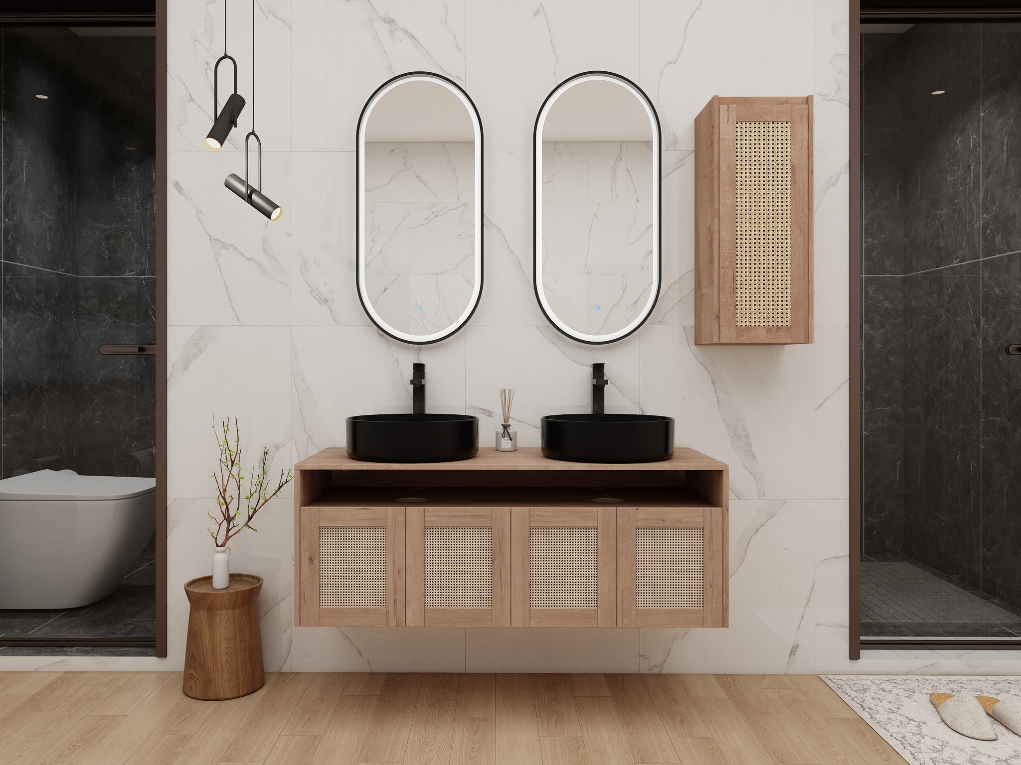 48" Bathroom Vanity with Ceramic Art Sink and Side Cabinet by HouseOfZazla