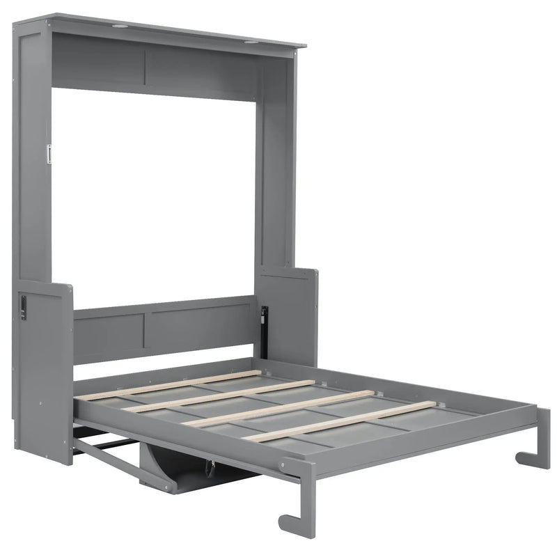 Murphy Bed With Desk, LED Lights & USB Charging Station