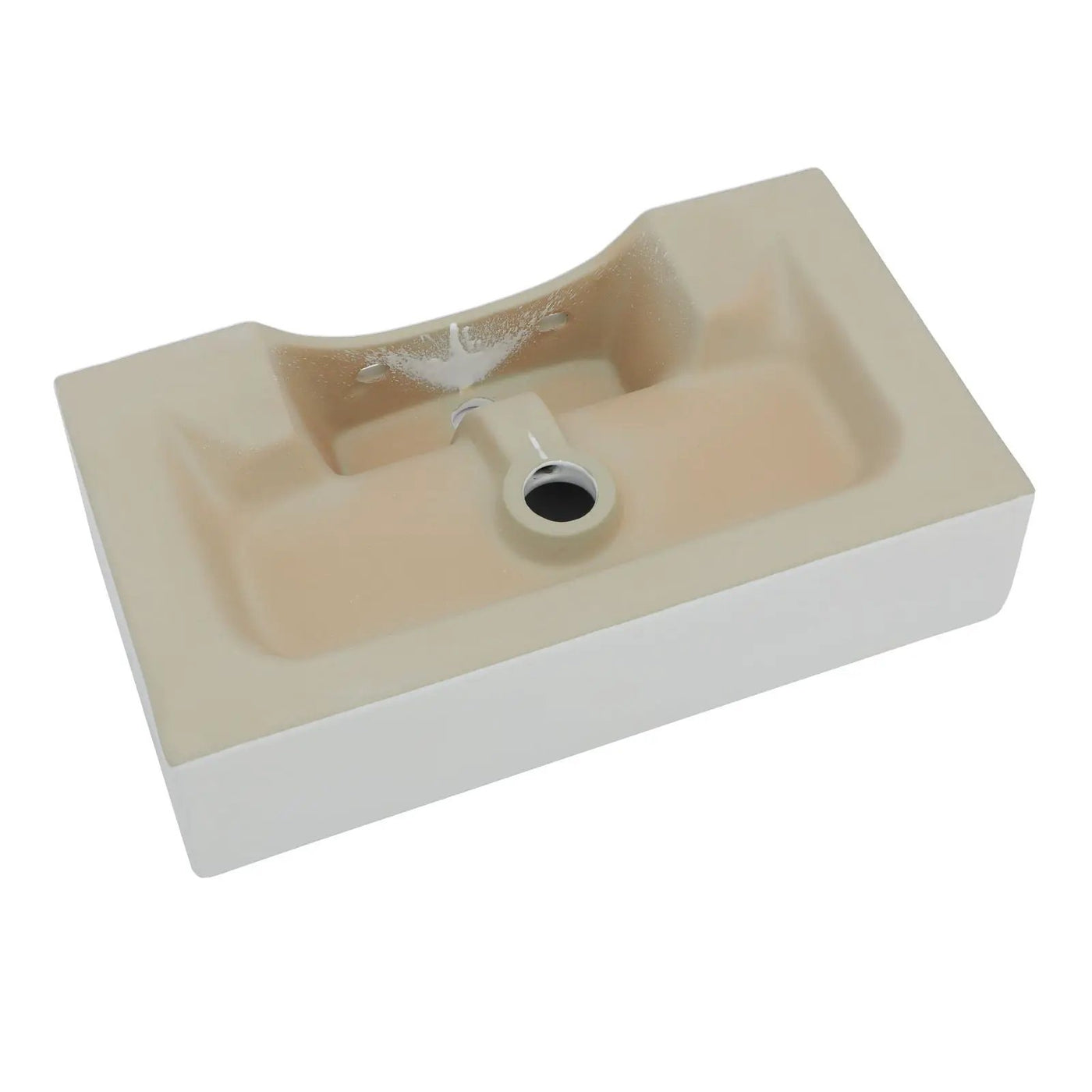 Modern Ceramic Rectangular Wall Mounted Bathroom Sink With Faucet Hole & Overflow by HouseOfZazla