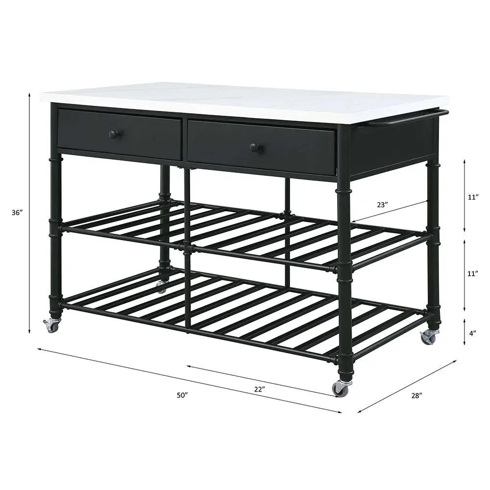 Emery - Kitchen Island - White Cultured Marble Top & Gray by Unique Piece Furniture