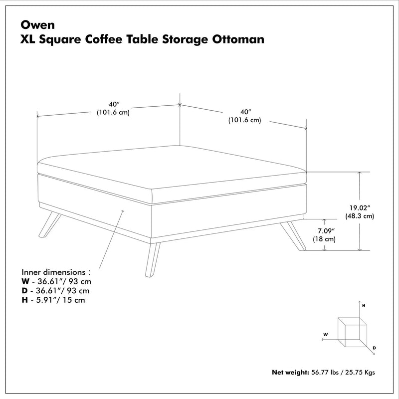 Owen - Multifunctional Square Coffee Table Storage Ottoman by HouseOfZazla