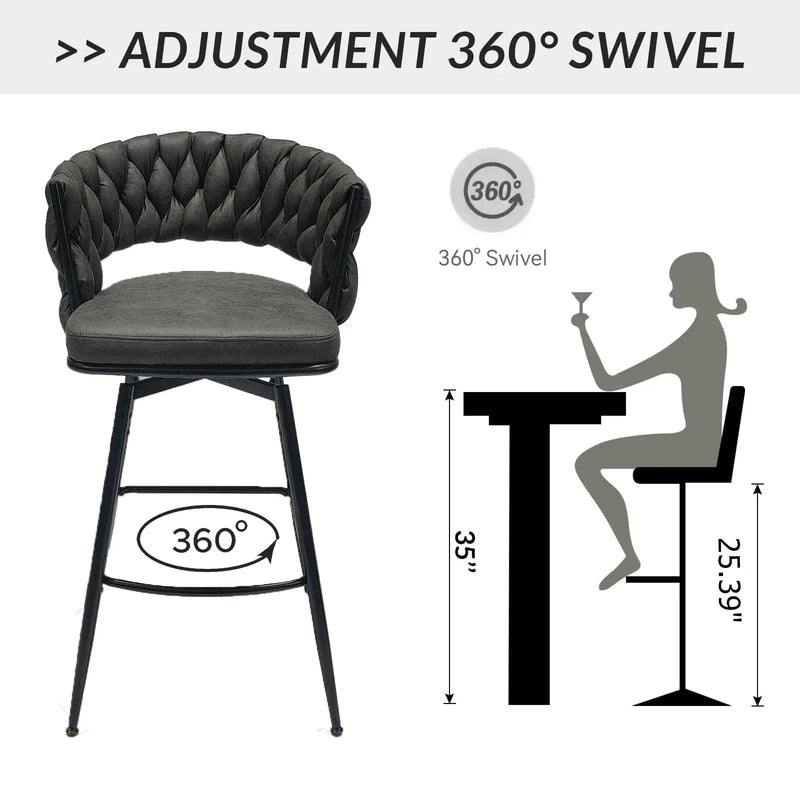 Bar Stool 360 Swivel With Back Footrest by HouseOfZazla
