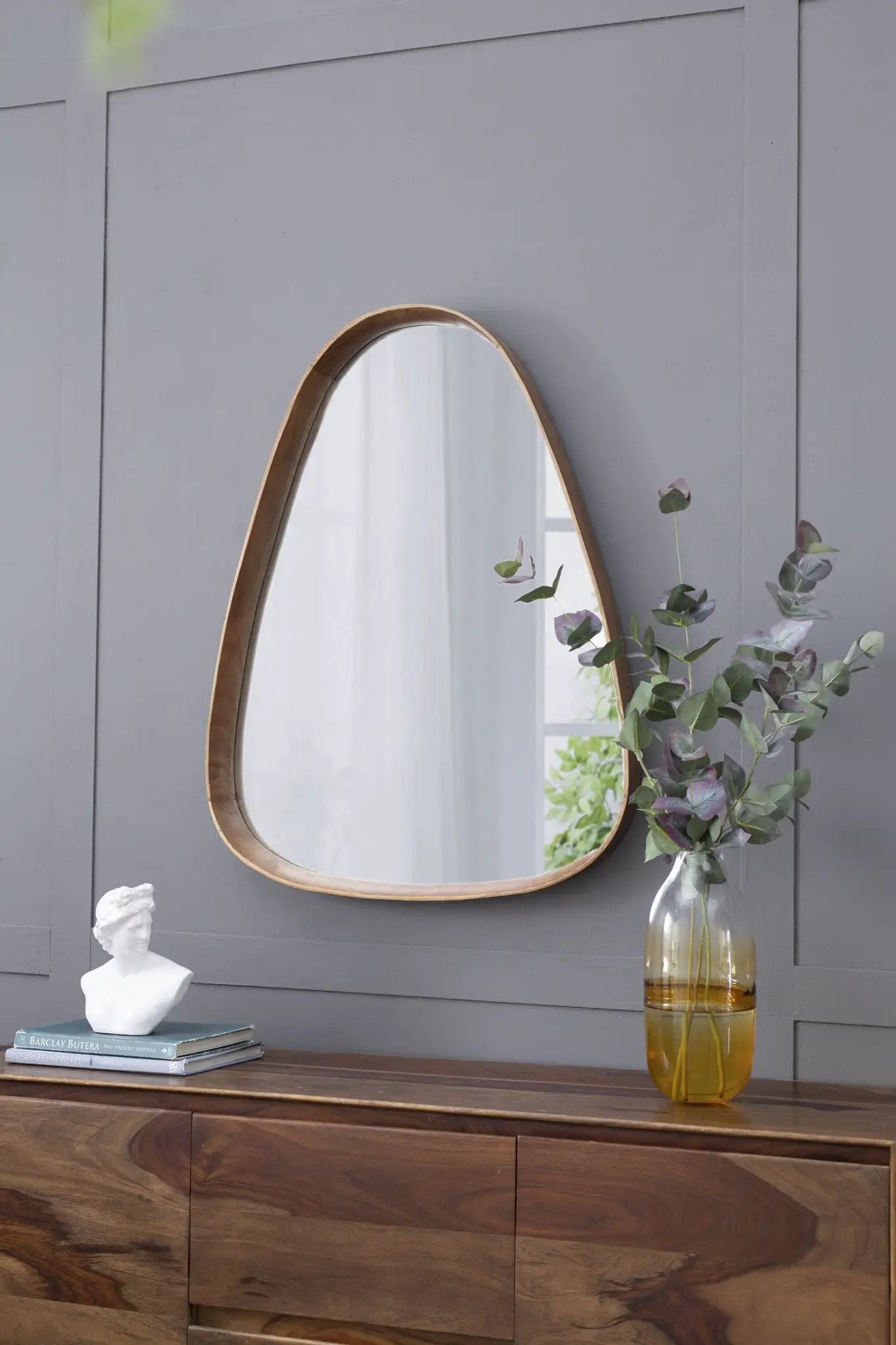 Irrgeular Mirror With Frame, Wall Mirror For Living Room Bathroom Entryway - Brown by Unique Piece Furniture