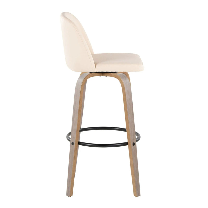 Toriano - Fixed Height Contemporary Barstool With Swivel With Round Footrest (Set of 2) by HouseOfZazla